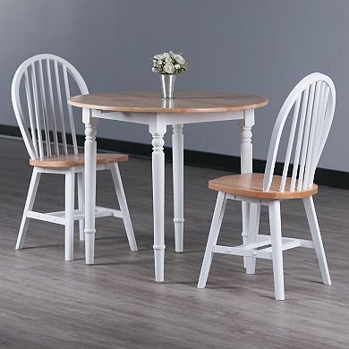 Winsome Sorella Two Tone Drop Leaf Dining Table & Windsor Chair 3-piece Set