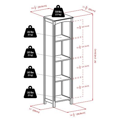 Winsome Terrace Storage Bookshelf & Baskets 5-piece Set