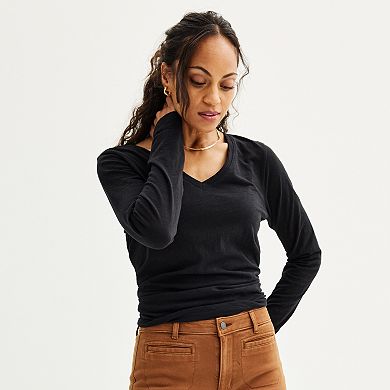 Petite Sonoma Goods For Life® Everyday V-Neck Long Sleeve Tee