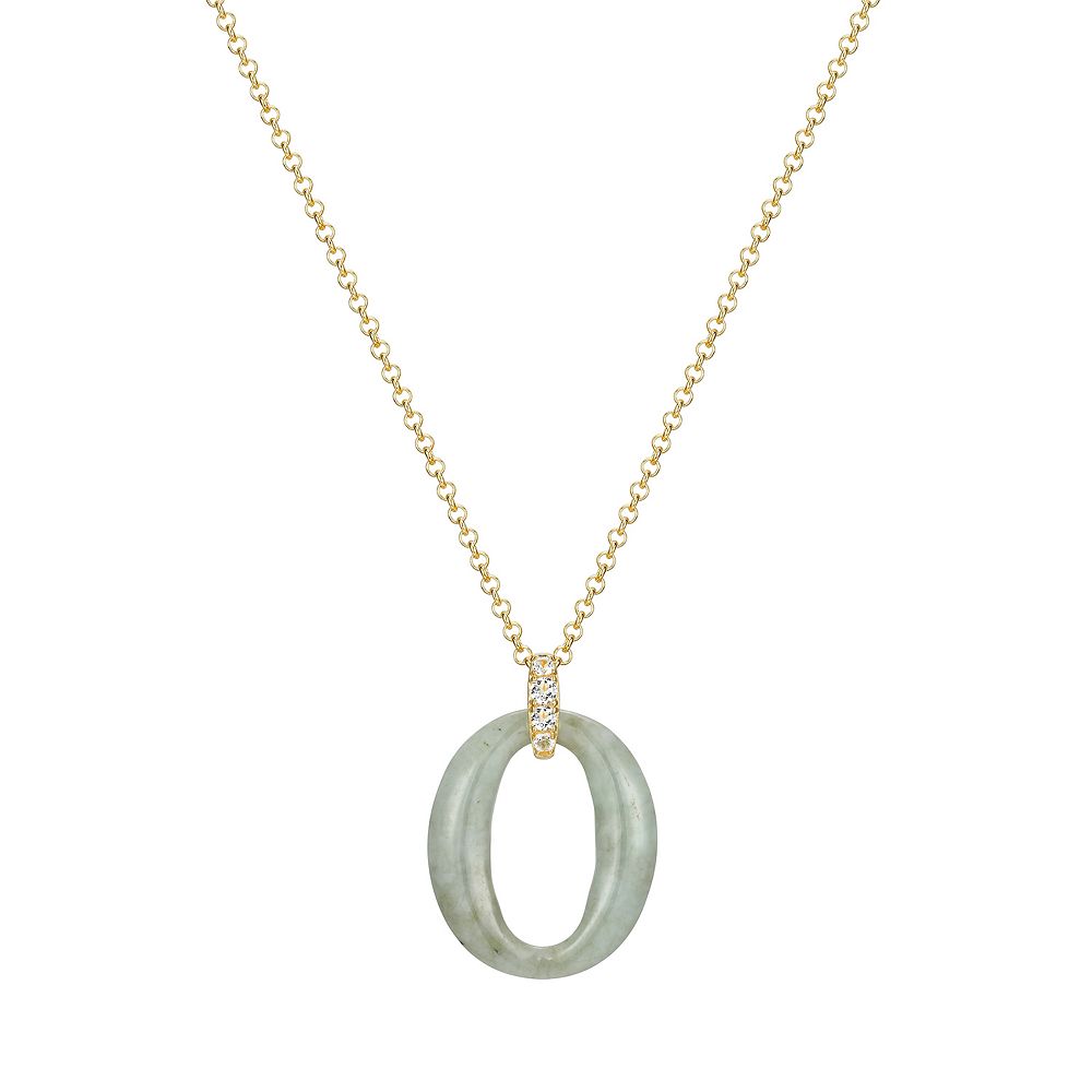 Far East Jewelry 40x21mm Dyed Jade Leaf & White Topaz Pendant w/ Chain main image 1