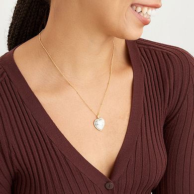 Classic Treasures 18k Gold Over Silver Genuine Howlite & Lab-Created White Sapphire Heart Pendant Necklace