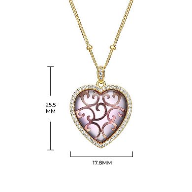 18k Gold Over Silver Amethyst & Lab-Created White Sapphire Heart Pendant Necklace