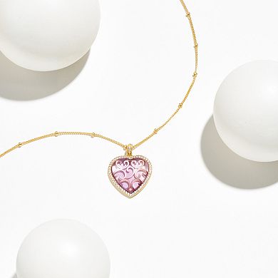 18k Gold Over Silver Amethyst & Lab-Created White Sapphire Heart Pendant Necklace