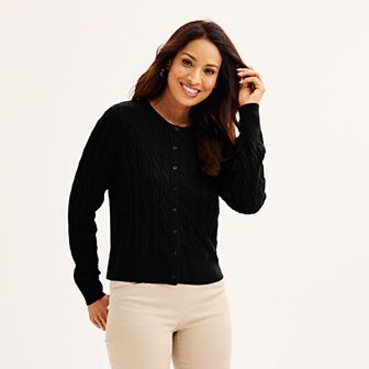 Women's Croft & Barrow® Extra Soft Classic Cable Knit Cardigan