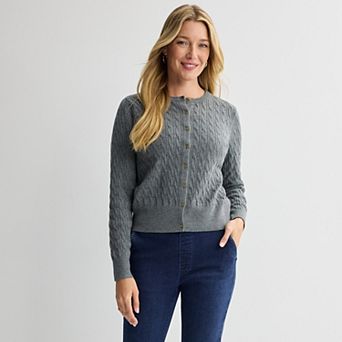Women's Croft & Barrow® Extra Soft Classic Cable Knit Cardigan
