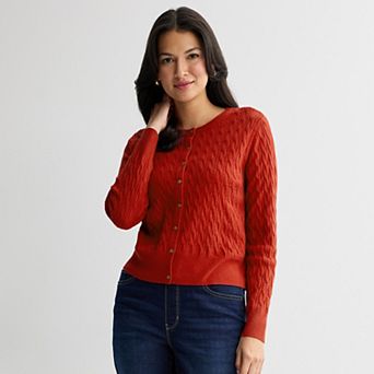 Women's Croft & Barrow® Extra Soft Classic Cable Knit Cardigan