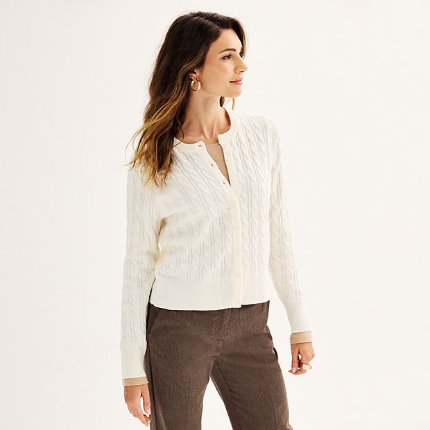 Women's Croft & Barrow® Extra Soft Classic Cable Knit Cardigan