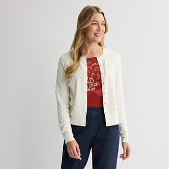 Women's Croft & Barrow® Extra Soft Classic Cable Knit Cardigan