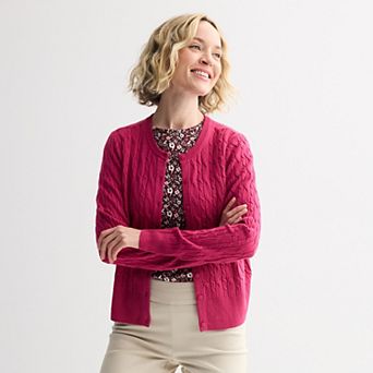 Women's Croft & Barrow® Extra Soft Classic Cable Knit Cardigan