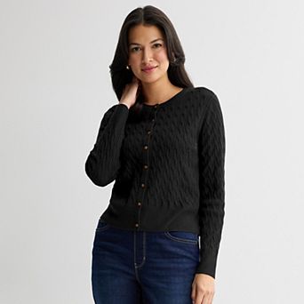 Women's Croft & Barrow® Extra Soft Classic Cable Knit Cardigan