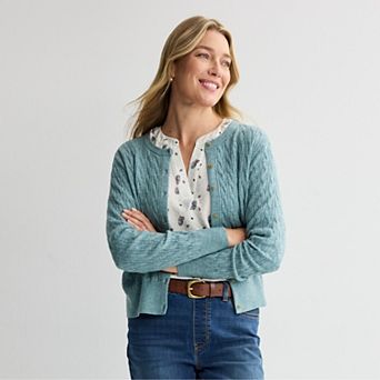Women's Croft & Barrow® Extra Soft Classic Cable Knit Cardigan