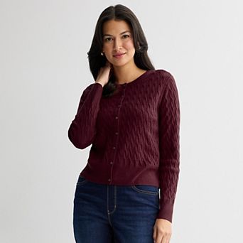 Women's Croft & Barrow® Extra Soft Classic Cable Knit Cardigan