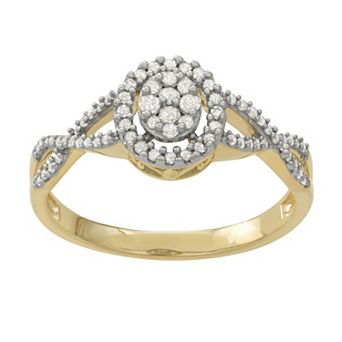 HDI 10k Gold 1/4 Carat T.W. Diamond Cluster Ring