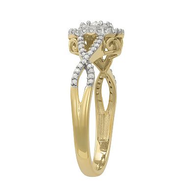 HDI 10k Gold 1/4 Carat T.W. Diamond Cluster Ring