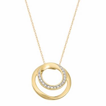 HDI 10k Gold 1/10 Carat T.W. Diamond Circle Pendant Necklace