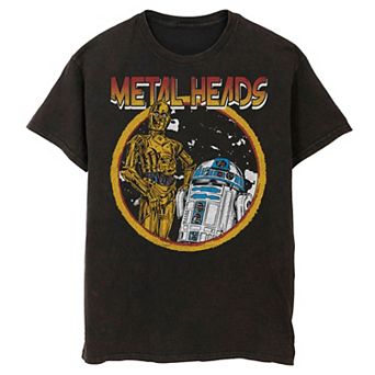 Men's Star Wars Metal Head Droids Mineral Wash Graphic Tee