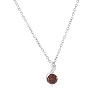 Oro Leoni Sterling Silver Garnet Pendant Necklace