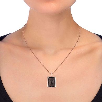 Oro Leoni Rose Gold Tone Sterling Silver Smoky Quartz Pendant Necklace