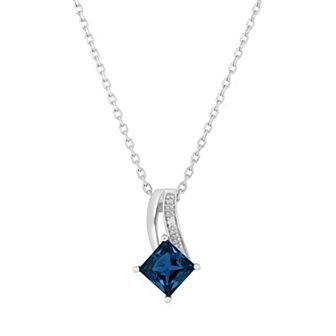 Oro Leoni Sterling Silver Lab-Created Alexandrite & Diamond Accent Pendant Necklace