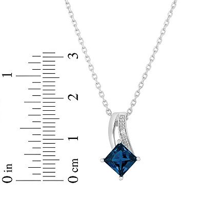 Oro Leoni Sterling Silver Lab-Created Alexandrite & Diamond Accent Pendant Necklace