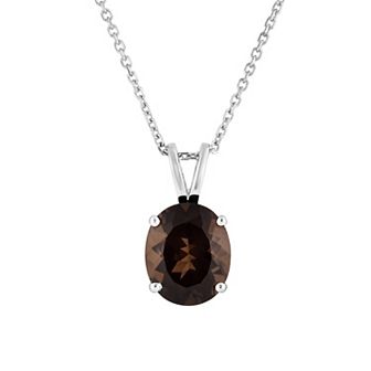 Oro Leoni Sterling Silver Smoky Quartz Pendant Necklace