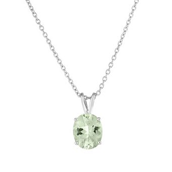 Oro Leoni Sterling Silver Oval Green Quartz Pendant Necklace
