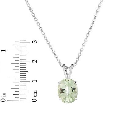 Oro Leoni Sterling Silver Oval Green Quartz Pendant Necklace