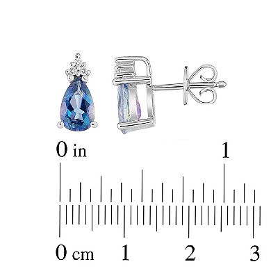 Oro Leoni Sterling Silver Mystic Topaz & Diamond Accent Teardrop Stud Earrings