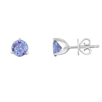 Oro Leoni Sterling Silver Tanzanite Stud Earrings