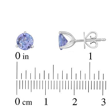 Oro Leoni Sterling Silver Tanzanite Stud Earrings
