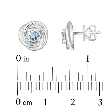 Sterling Silver Aquamarine Knot Earrings