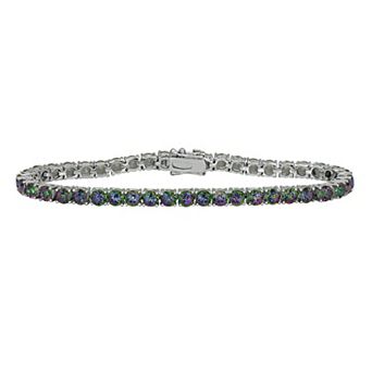 Oro Leoni Sterling Silver Mystic Topaz Tennis Bracelet