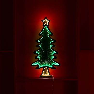 Melrose Tree with Star Infinity Light Christmas Decor