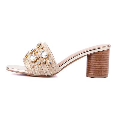 New York & Company Raquelle Women's Rhinestone Block Heel Mules