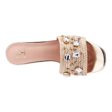 New York & Company Raquelle Women's Rhinestone Block Heel Mules