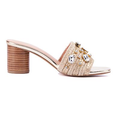 New York & Company Raquelle Women's Rhinestone Block Heel Mules