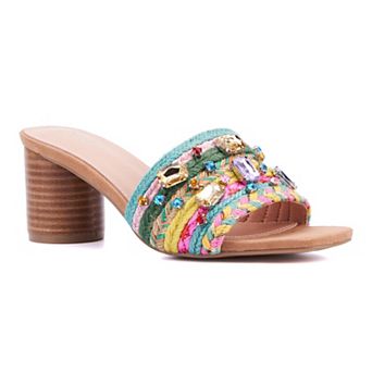 New York & Company Raquelle Women's Rhinestone Block Heel Mules