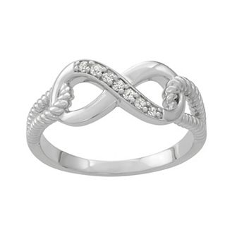 HDI Sterling Silver 1/10 Carat T.W. Diamond Infinity Promise Ring