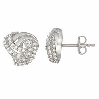 HDI Sterling Silver 1/2 Carat T.W. Diamond Knotted Stud Earrings