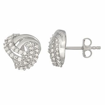 HDI Sterling Silver 1/2 Carat T.W. Diamond Knotted Stud Earrings