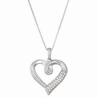 HDI Sterling Silver 1/10 Carat T.W. Diamond Heart Pendant Necklace