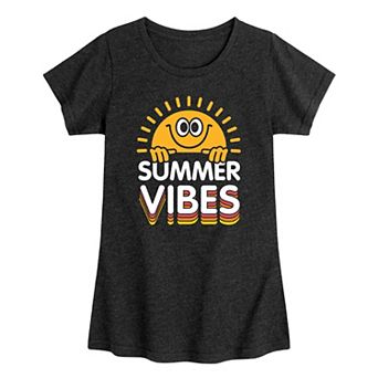 Girls 7-16 Summer Vibes Sun Retro Graphic Tee