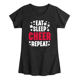 Girls 7-16 Eat Sleep Cheer Repeat Graphic Tee