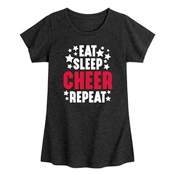 Girls 7-16 Eat Sleep Cheer Repeat Graphic Tee