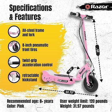 Razor E125 Kid Ride On 24V Motorized Battery Powered Electric Scooter Toy