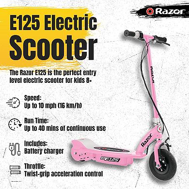 Razor E125 Kids Ride On 24V Motorized Battery Powered Electric Scooter Toy