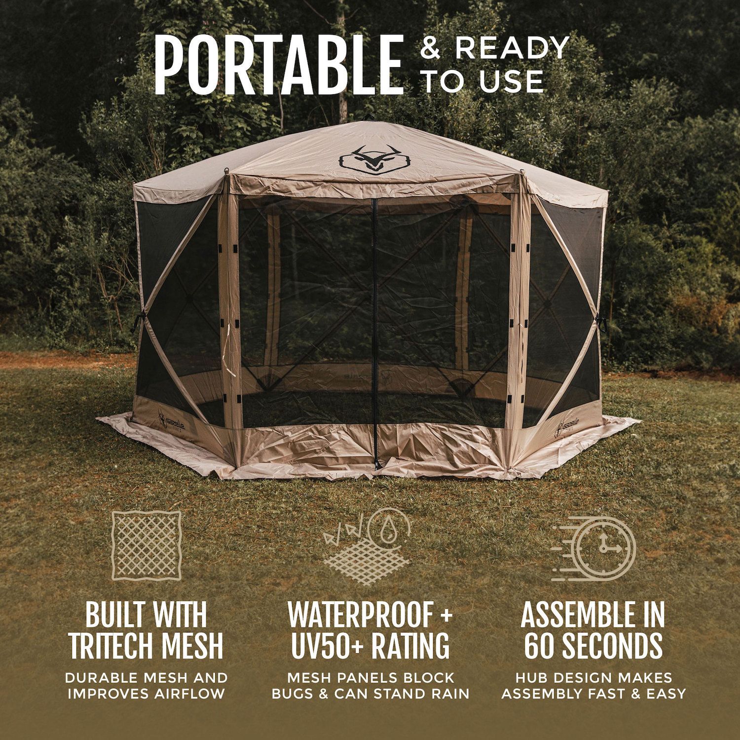 Gazelle G6 12ft X 12ft 6-Sided Pop Up Portable 8 Person Gazebo Tent ...