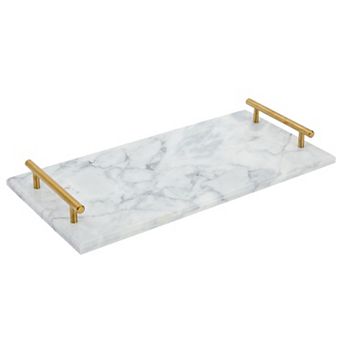 Rectangle Marble Tray With Handles (15 X 7.5 X 0.4 In)