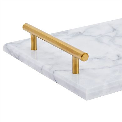 Rectangle Marble Tray With Handles (15 X 7.5 X 0.4 In)
