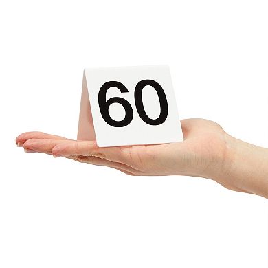 Set of 25 Acrylic Table Numbers for Wedding, Plastic 51-75 Tent Cards, 3 x 2.75